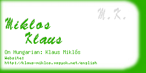 miklos klaus business card